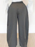 Oliva | Oversized Low Rise Grey Pants