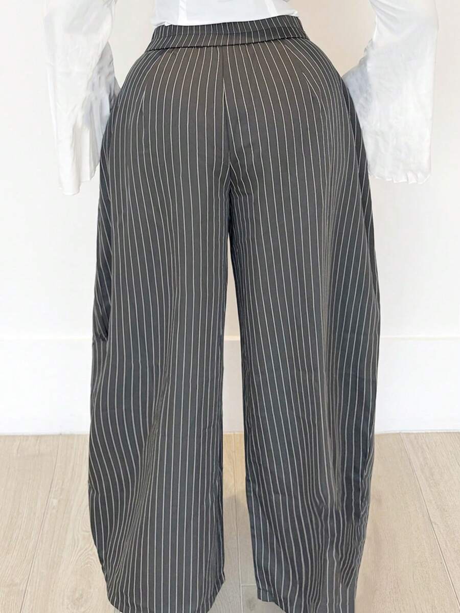 Oliva | Oversized Low Rise Grey Pants
