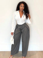 Oliva | Oversized Low Rise Grey Pants