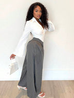 Oliva | Oversized Low Rise Grey Pants