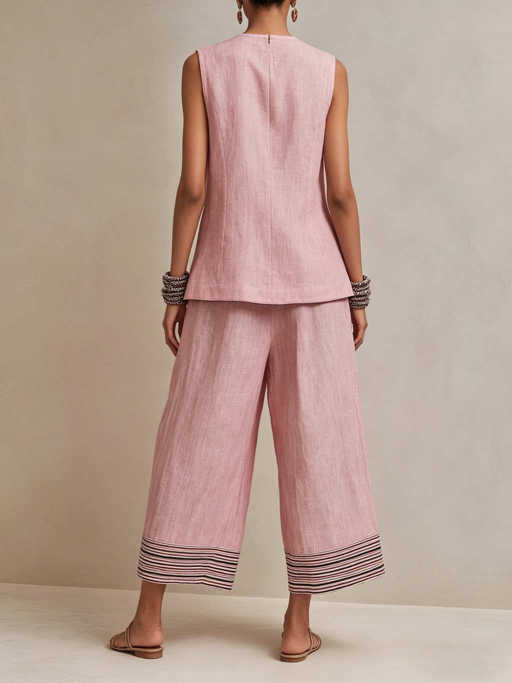 Elodie | Linen-Blend Vest & Culotte Set for Women