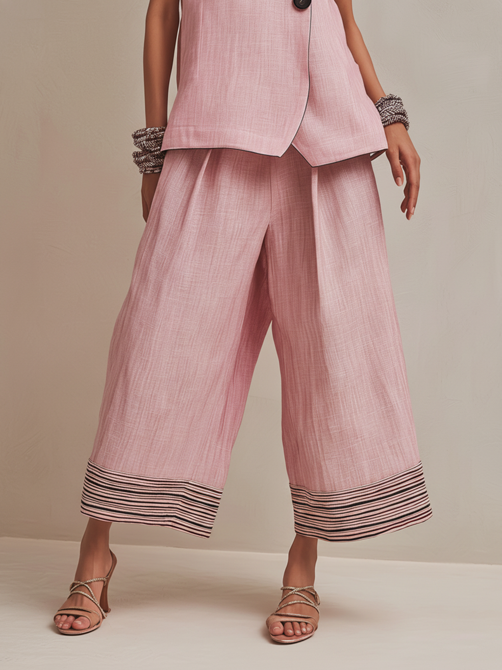 Elodie | Linen-Blend Vest & Culotte Set for Women