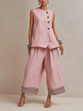 Elodie | Linen-Blend Vest & Culotte Set for Women
