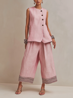 Elodie | Linen-Blend Vest & Culotte Set for Women